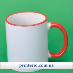 Чашка для сублімації Sublime біла з лого кольоровий обідок 330 мл